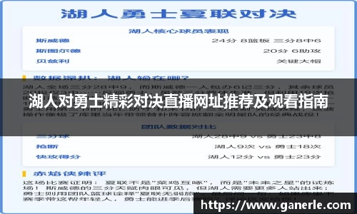湖人对勇士精彩对决直播网址推荐及观看指南